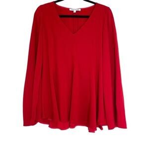 Elizabeth and James Red Ellis Long sleeve V-neck Top Small